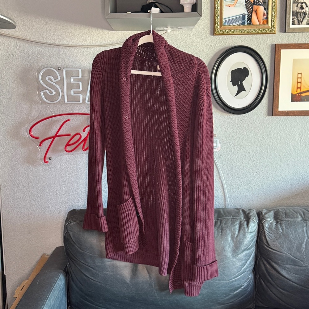 Burgundy Sweater Cardigan